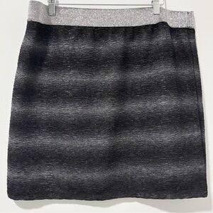Cato Womens Mini Skirt Metallic Stripe Pull On Black and Silver Size XL NWT